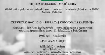 Plan i program Manifestacije „Dani sjećanja – Srebrenica 11.juli 1995.godine“ za 2020.godinu